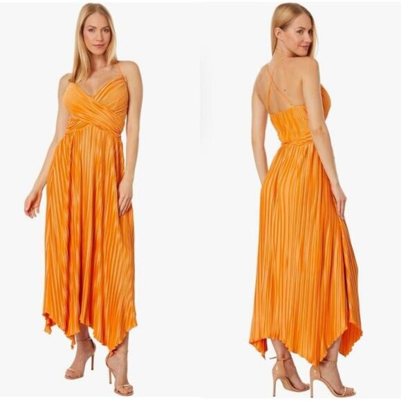 En Saison Illianna Maxi Long Dress High Low Asymmetrical Orange NEW Size S - Picture 1 of 10